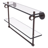  Clearview Collection 22'' Double Glass Shelf with Towel Bar and Grooved Accents in Venetian Bronze, 22'' W x 5-5/8'' D x 12-13/16'' H