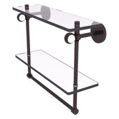  Clearview Collection 16'' Double Glass Shelf with Towel Bar and Twisted Accents in Antique Bronze, 16'' W x 5-5/8'' D x 12-13/16'' H