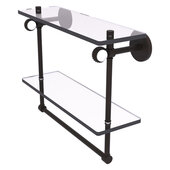  Clearview Collection 16'' Double Glass Shelf with Towel Bar and Twisted Accents in Oil Rubbed Bronze, 16'' W x 5-5/8'' D x 12-13/16'' H