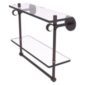  Clearview Collection 16'' Double Glass Shelf with Towel Bar and Twisted Accents in Venetian Bronze, 16'' W x 5-5/8'' D x 12-13/16'' H