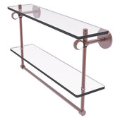  Clearview Collection 22'' Double Glass Shelf with Towel Bar and Twisted Accents in Antique Copper, 22'' W x 5-5/8'' D x 12-13/16'' H