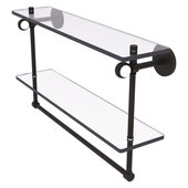  Clearview Collection 22'' Double Glass Shelf with Towel Bar and Twisted Accents in Oil Rubbed Bronze, 22'' W x 5-5/8'' D x 12-13/16'' H