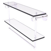  Clearview Collection 22'' Double Glass Shelf with Towel Bar and Twisted Accents in Polished Chrome, 22'' W x 5-5/8'' D x 12-13/16'' H