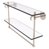  Clearview Collection 22'' Double Glass Shelf with Towel Bar and Twisted Accents in Antique Pewter, 22'' W x 5-5/8'' D x 12-13/16'' H