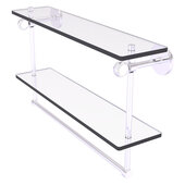  Clearview Collection 22'' Double Glass Shelf with Towel Bar and Twisted Accents in Satin Chrome, 22'' W x 5-5/8'' D x 12-13/16'' H