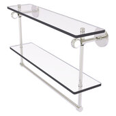  Clearview Collection 22'' Double Glass Shelf with Towel Bar and Twisted Accents in Satin Nickel, 22'' W x 5-5/8'' D x 12-13/16'' H