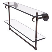  Clearview Collection 22'' Double Glass Shelf with Towel Bar and Twisted Accents in Venetian Bronze, 22'' W x 5-5/8'' D x 12-13/16'' H