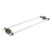  Clearview Collection 30'' Back to Back Shower Door Towel Bar with Grooved Accents in Antique Brass, 34'' W x 8-5/8'' D x 2-5/8'' H