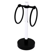  Clearview Collection Vanity Top Guest Towel Ring with Grooved Accents in Matte Black, 6'' W x 6'' D x 14-13/16'' H