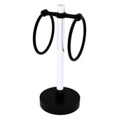  Clearview Collection Vanity Top Guest Towel Ring with Twisted Accents in Matte Black, 6'' W x 6'' D x 14-13/16'' H