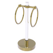  Clearview Collection Vanity Top Guest Towel Ring with Twisted Accents in Unlacquered Brass, 6'' W x 6'' D x 14-13/16'' H