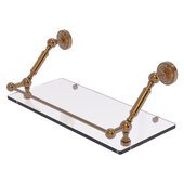  Dottingham Collection 18'' Floating Glass Shelf with Gallery Rail in Brushed Bronze, 18'' W x 8-5/8'' D x 7-5/16'' H