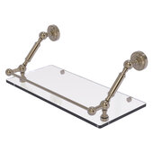  Dottingham Collection 18'' Floating Glass Shelf with Gallery Rail in Antique Pewter, 18'' W x 8-5/8'' D x 7-5/16'' H