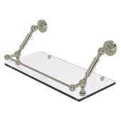  Dottingham Collection 18'' Floating Glass Shelf with Gallery Rail in Polished Nickel, 18'' W x 8-5/8'' D x 7-5/16'' H
