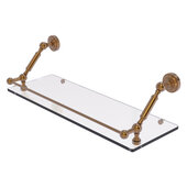  Dottingham Collection 24'' Floating Glass Shelf with Gallery Rail in Brushed Bronze, 24'' W x 8-5/8'' D x 7-5/16'' H