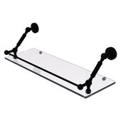  Dottingham Collection 24'' Floating Glass Shelf with Gallery Rail in Matte Black, 24'' W x 8-5/8'' D x 7-5/16'' H