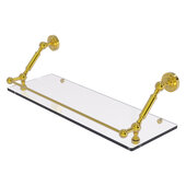  Dottingham Collection 24'' Floating Glass Shelf with Gallery Rail in Polished Brass, 24'' W x 8-5/8'' D x 7-5/16'' H