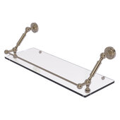  Dottingham Collection 24'' Floating Glass Shelf with Gallery Rail in Antique Pewter, 24'' W x 8-5/8'' D x 7-5/16'' H