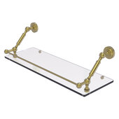  Dottingham Collection 24'' Floating Glass Shelf with Gallery Rail in Satin Brass, 24'' W x 8-5/8'' D x 7-5/16'' H