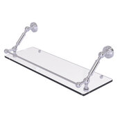  Dottingham Collection 24'' Floating Glass Shelf with Gallery Rail in Satin Chrome, 24'' W x 8-5/8'' D x 7-5/16'' H