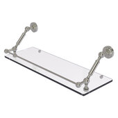  Dottingham Collection 24'' Floating Glass Shelf with Gallery Rail in Satin Nickel, 24'' W x 8-5/8'' D x 7-5/16'' H