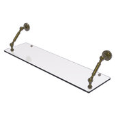  Dottingham Collection 30'' Floating Glass Shelf in Antique Brass, 30'' W x 8'' D x 7-5/16'' H