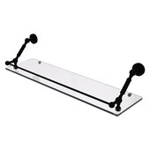  Dottingham Collection 30'' Floating Glass Shelf with Gallery Rail in Matte Black, 30'' W x 8-5/8'' D x 7-5/16'' H