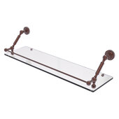  Dottingham Collection 30'' Floating Glass Shelf with Gallery Rail in Antique Copper, 30'' W x 8-5/8'' D x 7-5/16'' H