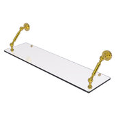  Dottingham Collection 30'' Floating Glass Shelf in Polished Brass, 30'' W x 8'' D x 7-5/16'' H