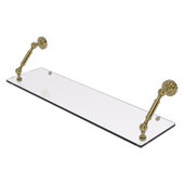  Dottingham Collection 30'' Floating Glass Shelf in Unlacquered Brass, 30'' W x 8'' D x 7-5/16'' H