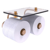  Dottingham Collection 2-Roll Toilet Paper Holder with Glass Shelf in Brushed Bronze, 8-1/2'' W x 7-3/8'' D x 5'' H