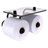  Dottingham Collection 2-Roll Toilet Paper Holder with Glass Shelf in Matte Black, 8-1/2'' W x 7-3/8'' D x 5'' H