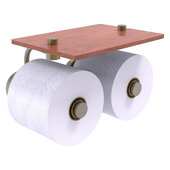  Dottingham Collection 2-Roll Toilet Paper Holder with Wood Shelf in Antique Brass, 8-1/2'' W x 7-3/8'' D x 5'' H