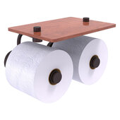  Dottingham Collection 2-Roll Toilet Paper Holder with Wood Shelf in Antique Bronze, 8-1/2'' W x 7-3/8'' D x 5'' H