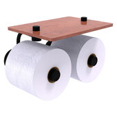  Dottingham Collection 2-Roll Toilet Paper Holder with Wood Shelf in Matte Black, 8-1/2'' W x 7-3/8'' D x 5'' H