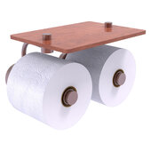  Dottingham Collection 2-Roll Toilet Paper Holder with Wood Shelf in Antique Copper, 8-1/2'' W x 7-3/8'' D x 5'' H