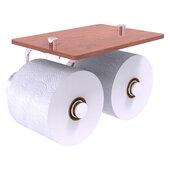  Dottingham Collection 2-Roll Toilet Paper Holder with Wood Shelf in Polished Chrome, 8-1/2'' W x 7-3/8'' D x 5'' H