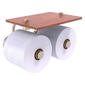  Dottingham Collection 2-Roll Toilet Paper Holder with Wood Shelf in Antique Pewter, 8-1/2'' W x 7-3/8'' D x 5'' H