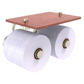  Dottingham Collection 2-Roll Toilet Paper Holder with Wood Shelf in Polished Nickel, 8-1/2'' W x 7-3/8'' D x 5'' H