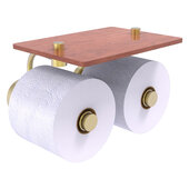  Dottingham Collection 2-Roll Toilet Paper Holder with Wood Shelf in Satin Brass, 8-1/2'' W x 7-3/8'' D x 5'' H