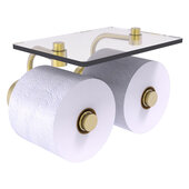  Dottingham Collection 2-Roll Toilet Paper Holder with Glass Shelf in Satin Brass, 8-1/2'' W x 7-3/8'' D x 5'' H