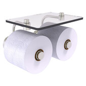  Dottingham Collection 2-Roll Toilet Paper Holder with Glass Shelf in Satin Nickel, 8-1/2'' W x 7-3/8'' D x 5'' H