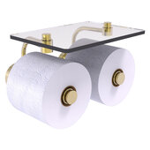  Dottingham Collection 2-Roll Toilet Paper Holder with Glass Shelf in Unlacquered Brass, 8-1/2'' W x 7-3/8'' D x 5'' H