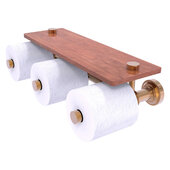  Dottingham Collection Horizontal Reserve 3-Roll Toilet Paper Holder with Wood Shelf in Brushed Bronze, 16'' W x 8'' D x 4-5/16'' H