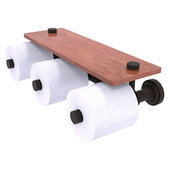  Dottingham Collection Horizontal Reserve 3-Roll Toilet Paper Holder with Wood Shelf in Oil Rubbed Bronze, 16'' W x 8'' D x 4-5/16'' H