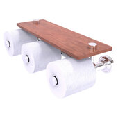  Dottingham Collection Horizontal Reserve 3-Roll Toilet Paper Holder with Wood Shelf in Polished Chrome, 16'' W x 8'' D x 4-5/16'' H