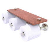  Dottingham Collection Horizontal Reserve 3-Roll Toilet Paper Holder with Wood Shelf in Satin Nickel, 16'' W x 8'' D x 4-5/16'' H