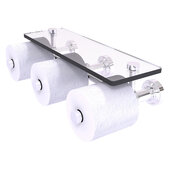  Dottingham Collection Horizontal Reserve 3-Roll Toilet Paper Holder with Glass Shelf in Polished Chrome, 16'' W x 8'' D x 4-5/16'' H