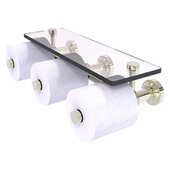  Dottingham Collection Horizontal Reserve 3-Roll Toilet Paper Holder with Glass Shelf in Polished Nickel, 16'' W x 8'' D x 4-5/16'' H