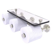  Dottingham Collection Horizontal Reserve 3-Roll Toilet Paper Holder with Glass Shelf in Satin Nickel, 16'' W x 8'' D x 4-5/16'' H